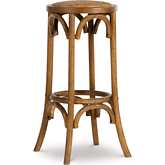 Rae Backless Bar Stool in Walnut Finish Wood & Rattan